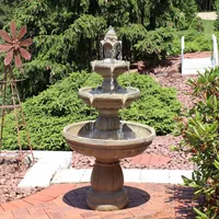 48"H Electric Fiberglass 3-Tier Outdoor Water Fountain