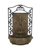 Sunnydaze Decor French Lily 33-Inch Polystone Outdoor Wall Water Fountain - Electric Submersible Pump