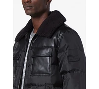Marc New York Men's Beaumont Aviator Puffer with Faux Leather Trim