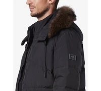 Marc New York Men's Down Bomber with Faux Fur Trim and Removable Hood