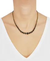 Onyx Graduated 18" Collar Necklace in 14k Gold-Plated Sterling Silver