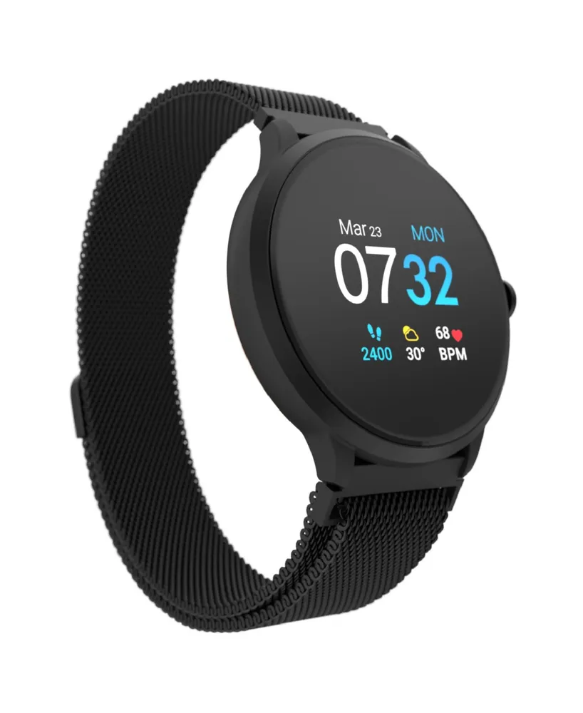 Sport 3 Unisex Touchscreen Smartwatch: Black Case with Black Mesh Strap 45mm