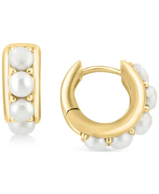 Effy Freshwater Pearl (3-1/2mm) Small Huggie Hoop Earrings in 14k Gold, 0.53"