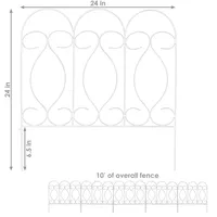 Sunnydaze Decor 5-Piece Traditional Iron Garden Border Fencing - 10 ft