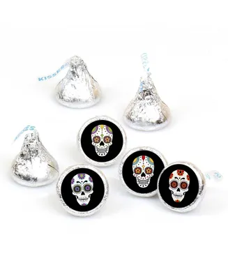 Day of the Dead - Sugar Skull Party Round Candy Sticker Favors (1 Sheet of 108)