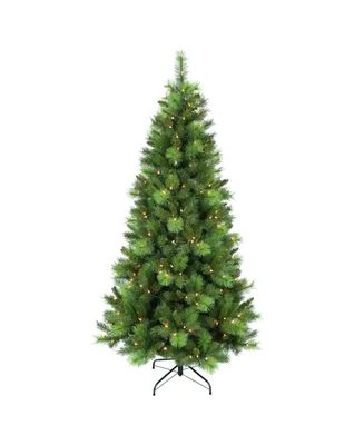 Puleo Pre-Lit Adirondack Pine Artificial Christmas Tree with 250 Lights, 6.5'