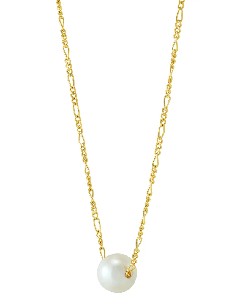 Cultured Freshwater Pearl (8mm) Solitaire 18" Pendant Necklace 14k Gold-Plated Sterling Silver