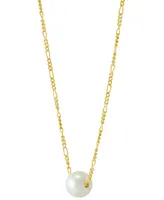 Cultured Freshwater Pearl (8mm) Solitaire 18" Pendant Necklace 14k Gold-Plated Sterling Silver