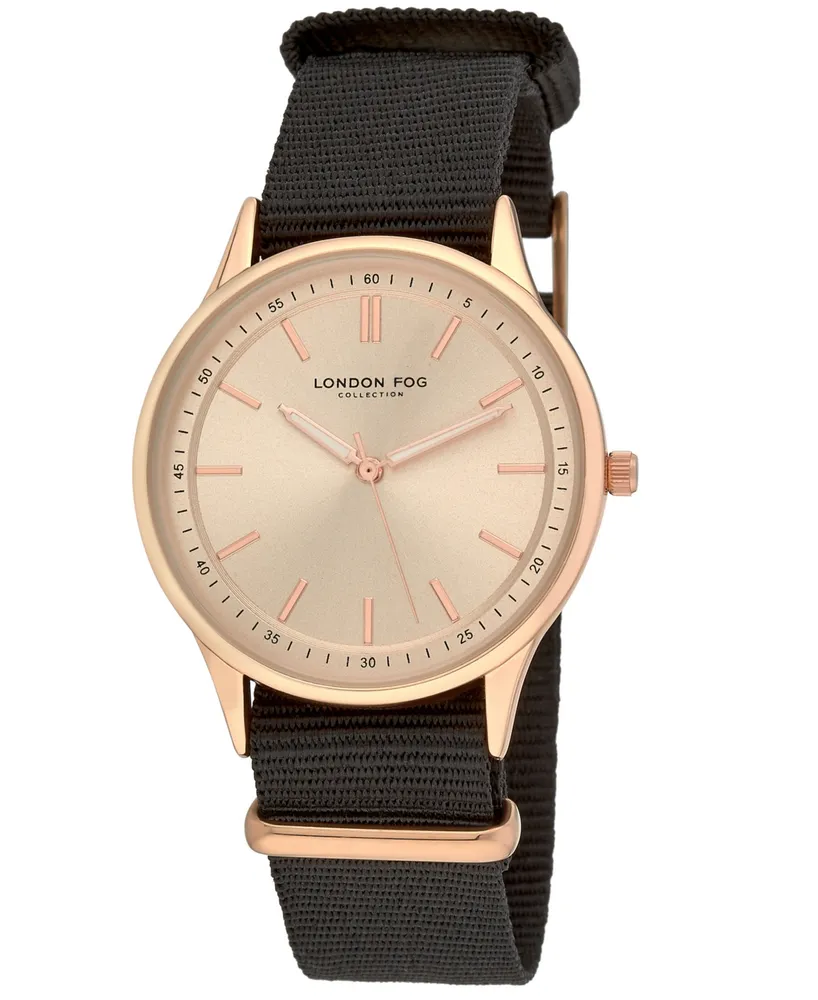 London Fog Women's Oxford Black Polyurethane Strap Watch 36mm