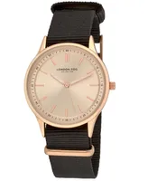 London Fog Women's Oxford Black Polyurethane Strap Watch 36mm