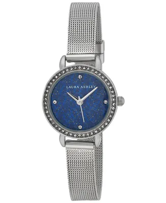 Laura Ashley Women's Gemstone Silver-Tone Alloy Bracelet Watch 26mm - Silver