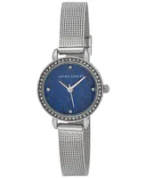 Laura Ashley Women's Gemstone Silver-Tone Alloy Bracelet Watch 26mm - Silver