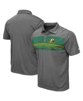 Men's Colosseum Heathered Charcoal Oregon Ducks Wordmark Smithers Polo Shirt