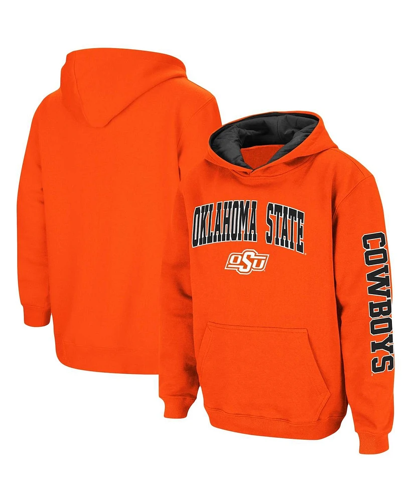 Youth Boys Colosseum Orange Oklahoma State Cowboys 2-Hit Team Pullover Hoodie