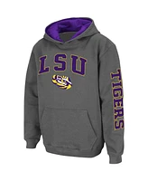 Youth Boys Colosseum Charcoal Lsu Tigers 2-Hit Team Pullover Hoodie