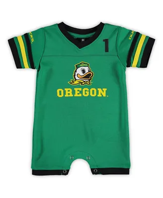 Newborn and Infant Boys Girls Colosseum Green Oregon Ducks Bumpo Football Logo Romper