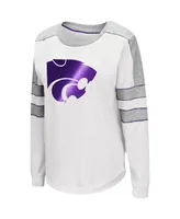 Women's Colosseum White Kansas State Wildcats Trey Dolman Long Sleeve T-shirt