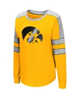 Women's Colosseum Gold Iowa Hawkeyes Trey Dolman Long Sleeve T-shirt