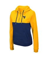 Women's Colosseum Gold, Navy West Virginia Mountaineers Aidan Half-Zip Hoodie