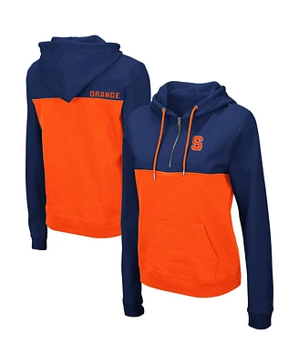 Women's Colosseum Navy, Orange Syracuse Aidan Half-Zip Hoodie