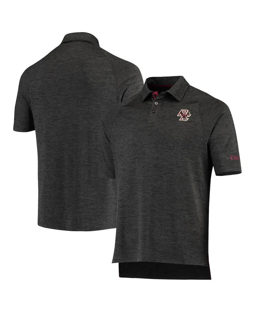 Men's Colosseum Heathered Black Boston College Eagles Down Swing Polo Shirt