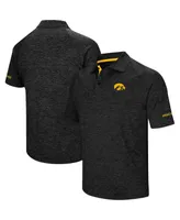 Men's Colosseum Black Iowa Hawkeyes Down Swing Polo Shirt