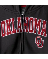 Youth Boys Charcoal Oklahoma Sooners Applique Arch and Logo Full-zip Hoodie