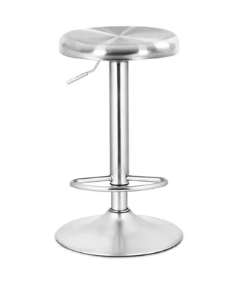 Costway Brushed Stainless Steel Swivel Bar Stool Seat Adjustable
