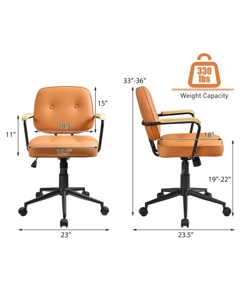Pu Leather Office Chair Adjustable Swivel Leisure Desk Chair