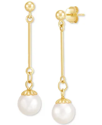 Cultured Freshwater Pearl (6-1/2 - 7mm) Drop Earrings in 14k Gold