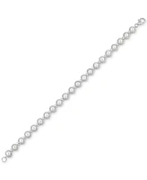 Arabella Cultured Freshwater Button Pearl (4 - 4-1/2mm) & Cubic Zirconia Link Bracelet in Sterling Silver