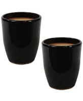 Sunnydaze Decor Captivating Vista Ceramic Planter - 11.5" - Obsidian - Set of 2