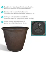 Anjelica 15.25" Double-Walled Polyresin Outdoor Planter Pot - Uv-Resistant Rust Finish