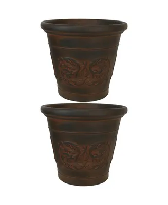 Sunnydaze Decor 16 in Arabella Dual-Wall Polyresin Planter - Rust