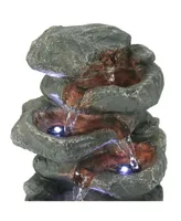 Sunnydaze Decor Stacked Rocks 10.5 Inch Indoor Tabletop Water Fountain with Led Lights - Quiet Sounds