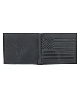 Lucky Brand Men's Flag Embossed Leather Bifold Wallet