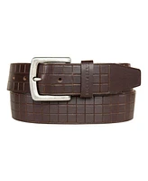 Lucky Brand Men's Grid Tooled Embossed Leather Belt