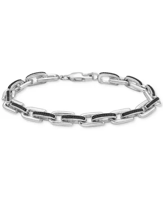 Men's Black Diamond Link Bracelet (1/2 ct. t.w.) in Sterling Silver