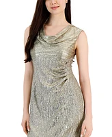 Connected Petite Cowlneck Metallic Gown