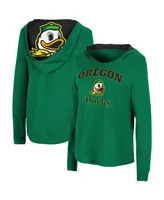 Women's Colosseum Green Oregon Ducks Catalina Hoodie Long Sleeve T-Shirt