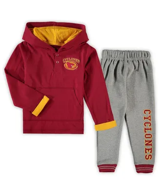 Toddler Boys Colosseum Cardinal, Heathered Gray Iowa State Cyclones Poppies Hoodie and Sweatpants Set