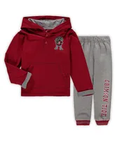 Toddler Boys and Girls Boy's Crimson, Heathered Gray Alabama Crimson Tide Poppies Hoodie Sweatpants Set