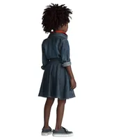 Toddler and Little Girls Belted Cotton Chino Shirtdress