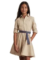 Polo Ralph Lauren Big Girls Belted Cotton Chino Shirtdress