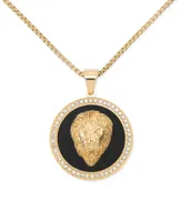 Legacy for Men by Simone I. Smith Black Agate & Lion Head 24" Pendant Necklace in Gold-Tone Ion-Plated Stainless Steel - Gold