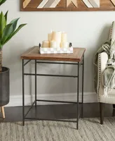 Rosemary Lane Metal Rustic Accent Table with Wood Top