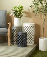 Rosemary Lane 23", 19", 15" Metal Contemporary Accent Table with Laser Carved Trellis Design, Set of 3