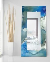 Empire Art Direct 'Subtle Blues' Rectangular On Free Floating Printed Tempered Art Glass Beveled Mirror, 72" x 36"