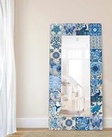 Empire Art Direct 'Tiles' Rectangular On Free Floating Printed Tempered Art Glass Beveled Mirror, 72" x 36"