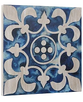 Empire Art Direct 'Cobalt Tile Iii' Fine Giclee Printed Directly On Hand Finished Ash Wood Wall Art, 24" x 24"